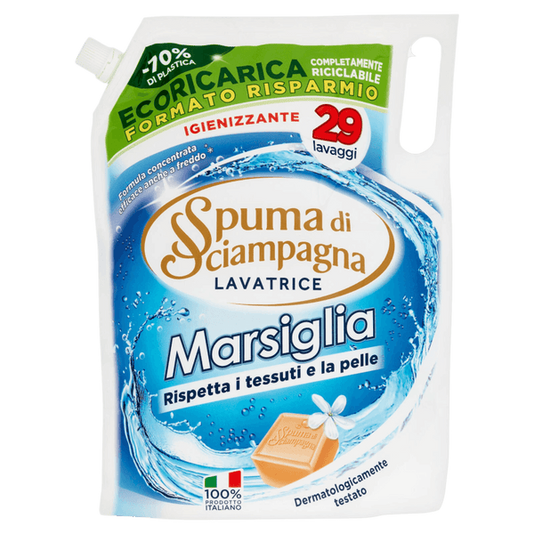 SPUMA DI SCIAMPAGNA LAUNDRY DETERGENT MARSIGLIA ECORICARICA 29 WASHES 1.30 LT (8 in a box)